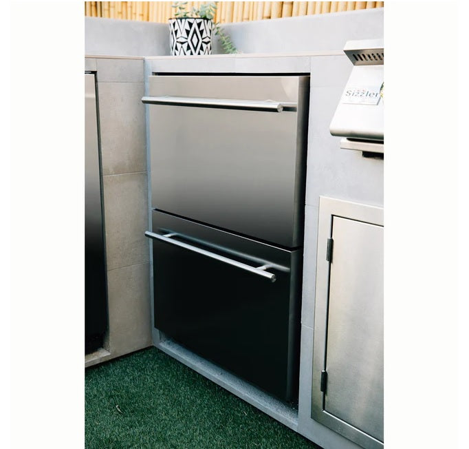 True Flame - 24" 5.3C Deluxe Outdoor Rated 2-Drawer Fridge - TF-RFR-24DR2