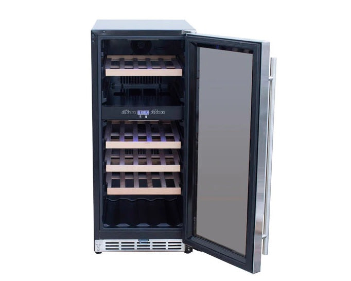 True Flame - 15" Outdoor Rated Dual Zone Wine Cooler - TF-RFR-15WD