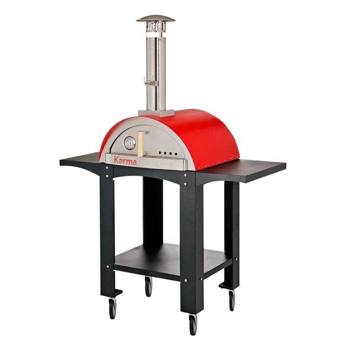 WPPO - Karma 25 - Red, Orange and Black with Black Stand on 4 Casters & Side Shelf - WKK-01S-WS-Red