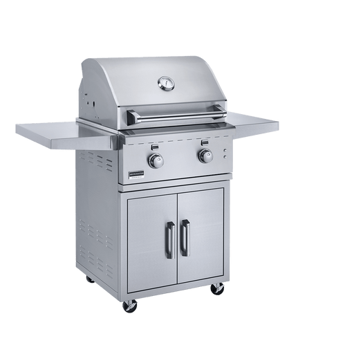 Broilmaster Freestanding Grill Broilmaster 26" Freestanding BBQ Gas Grill - 2 Bow Tie burners - 18,000 BTUs each - 2 Doors - 2 Fold-Down Side Shelves