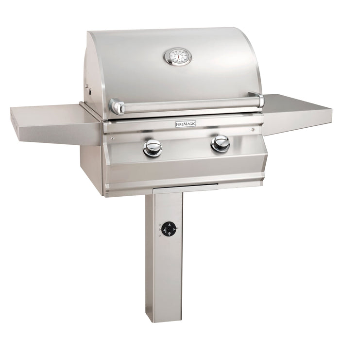 Fire Magic Ground Post Mount Grill Fire Magic Choice C430s In Ground Post Mount Grill 24" with Analog Thermometer and 1-Hour Timer on Post