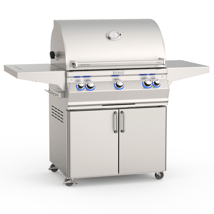 Fire Magic Portable Grill Fire Magic Aurora A660s Portable Grill With Analog Thermometer & Flush Mounted Single Side Burner With Backburner - Natural Gas / Liquid Propane