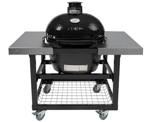 Primo Ceramic Grills Charcoal Grill Primo Ceramic Grills Oval Large  Freestanding Charcoal Grill All-In-One (Heavy-Duty Stand, Side Shelves, Ash Tool and Grate Lifter)