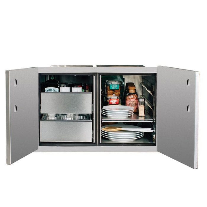 Summerset Drawer Summerset - Outdoor Kitchen 36" 2-Drawer Dry Storage Pantry & Enclosed Cabinet Combo - 304 Stainless Steel - BBQ Island Accessories